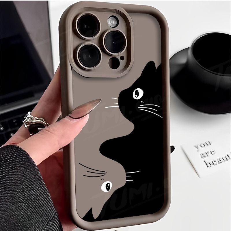Lustige fette Katzen-Telefonhülle für iPhone 14 13 12 11 15 Pro XS Max XR X 8 7 Plus SE Matte weiche Silikon-Stoßschutzhülle_voghion.com
