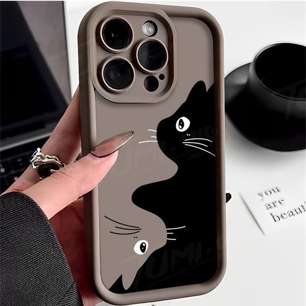 Lustige fette Katzen-Telefonhülle für iPhone 14 13 12 11 15 Pro XS Max XR X 8 7 Plus SE Matte weiche Silikon-Stoßschutzhülle_voghion.com