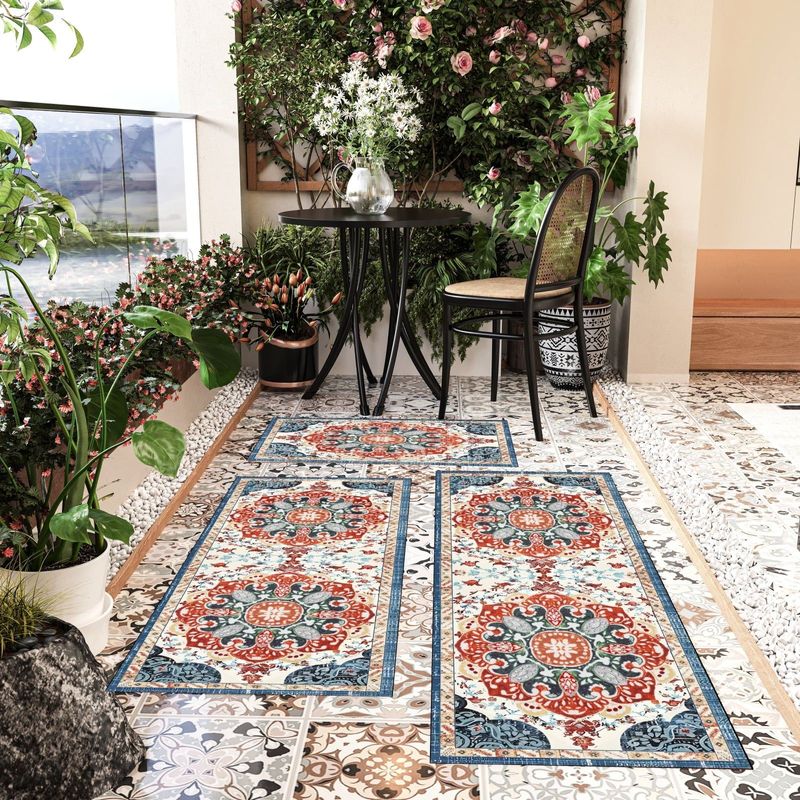 Kitchen Rugs Sets 3 Piece With Runner Non Slip Kitchen Mats For Floor Washable Bohemian Runner Rug Kitchen Floor Mat Carpet For Hallway Laundry Room Door Office Sink_voghion.com