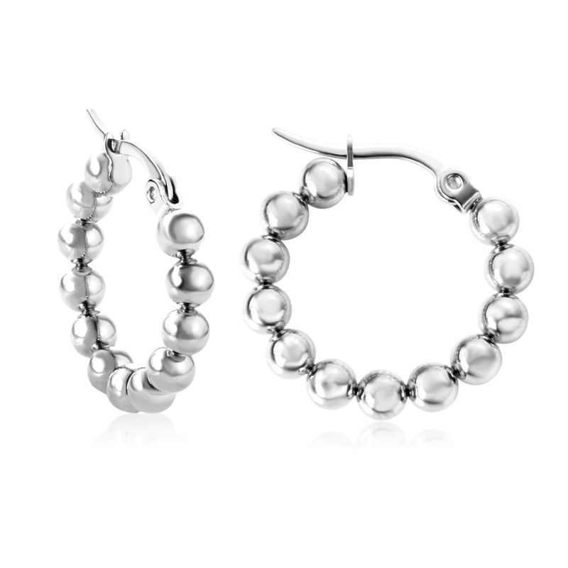 Women's Jewelry Simple Personality Steel Beads, Stainless Steel Cross Border Jewelry, Stall Earrings, High End Hoop Earrings_voghion.com