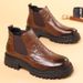 European Warm Series Autumn And Winter Mid-Top Short British Style Men's Velvet Warm Low-Top Martin Boots_voghion.com