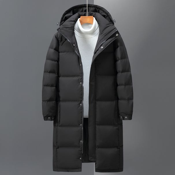 Men's Long Down Jacket Winter Coat With Hood, Thickened Warm Parka For Teen Boys & Couples, Water-Resistant Windproof Outerwear_voghion.com