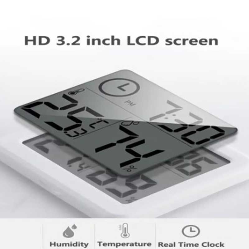 Digital Temperature Humidity Table Clock Automatic Monitoring Large LCD Screen Multifunction Electronic Desk Clock_voghion.com