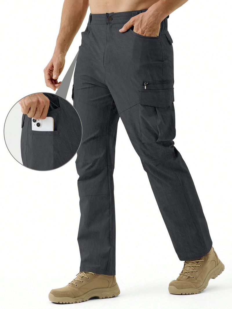 Taktische Cargohose für Herren, Arbeitshose für den Außenbereich mit mehreren Taschen, stylisch und strapazierfähig, gerade Passform, Freizeit- und Arbeitskleidung (Schwarz, Khaki, Dunkelgrau)​_voghion.com