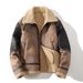Men's Two-Tone Faux Shearling Jacket – Zip-Up Fleece-Lined Winter Coat With Notch Lapel (Brown, M-5XL)_voghion.com