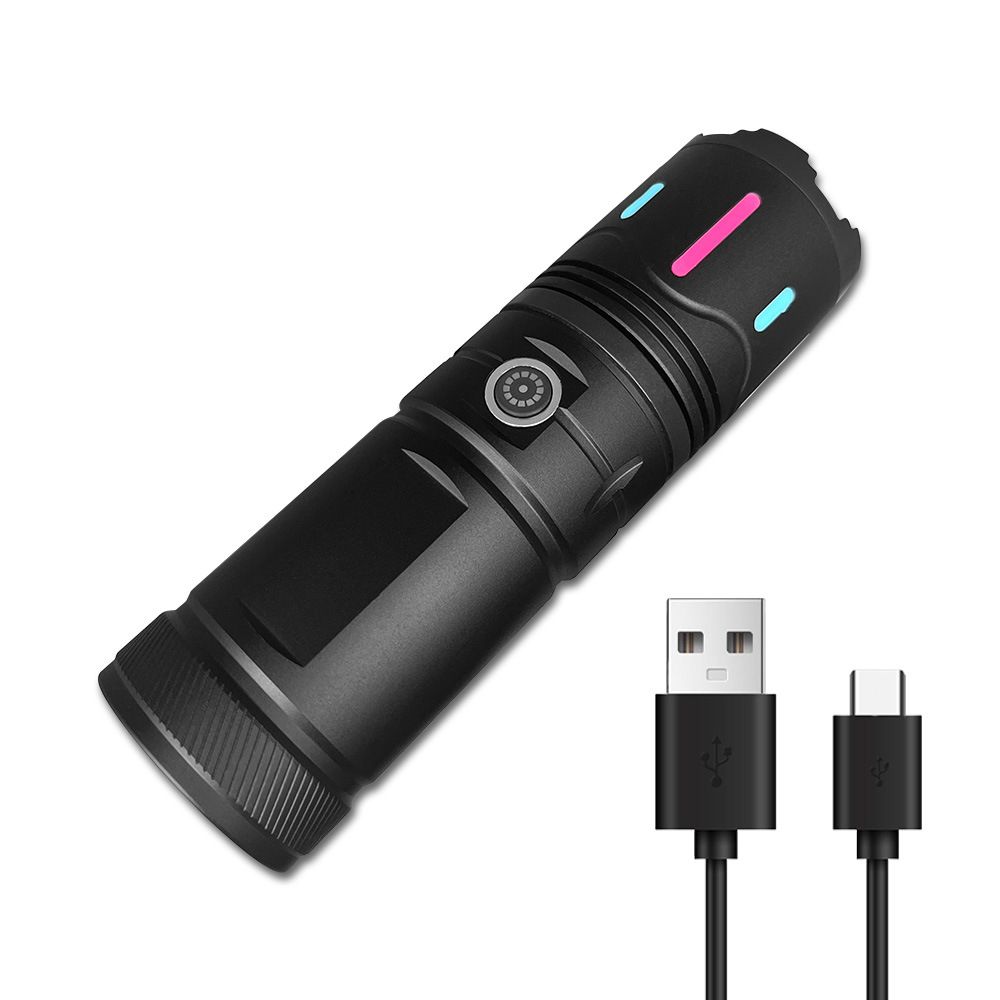 Weißes Laserlicht, weit verstreute Aluminiumlegierung, fluoreszierender Streifen, Teleskop-Zoom, Multifunktions-Taschenlampe mit langer Lebensdauer_voghion.com