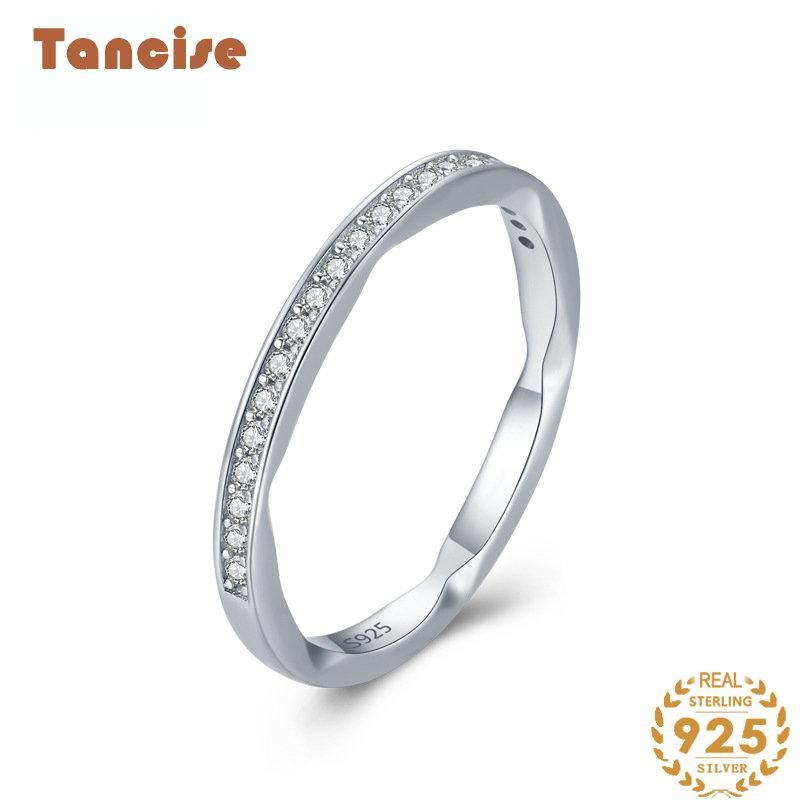 Tancise Anello in argento con zirconi classici Gioielli da donna Promessa di nozze Regalo per feste_voghion.com