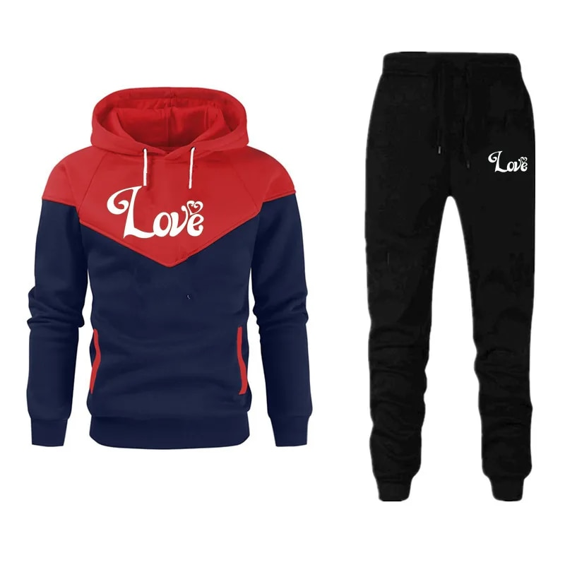 Set Huvtröjor+byxor Huvtröja Träningsbyxor Modetröja Huvtröja Set Fritidskläder för män för höst och vinter_voghion.com