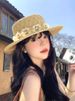 Bloem platte strohoed voor dames, zomerse strandvakantie, zonnehoed, pastorale schaduw, bescherming tegen de zon, strohoed_voghion.com