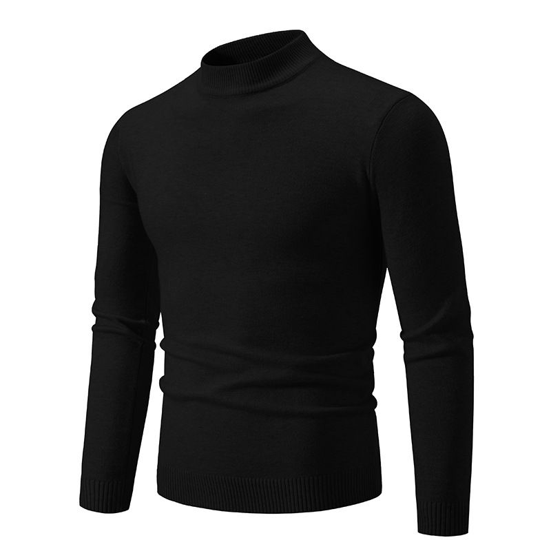 Unisex autumn and winter men's turtleneck sweater slim solid color pen stripe pullover base sweater_voghion.com