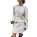 Elegante set composto da maglione a coste e minigonna – Cardigan a maniche lunghe slim fit con bottoni per donna_voghion.com