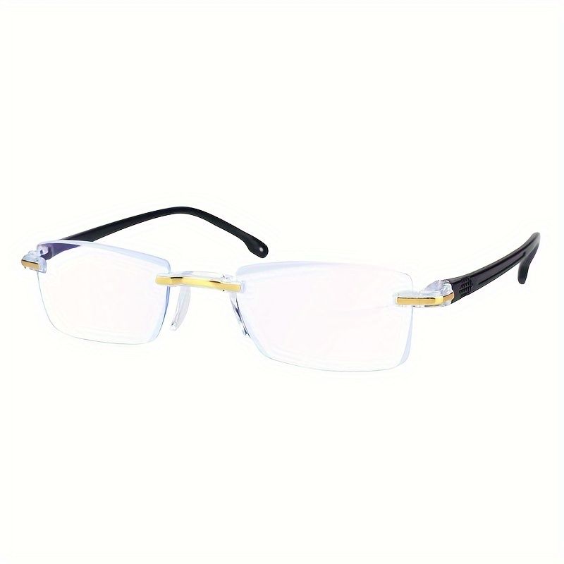 Klasiskas, vienkāršas melnas bezrāmju taisnstūrveida lasāmbrilles vīriešiem, sievietēm, studentiem, ikdienas lietošanai skolā un uzņēmējdarbībā._voghion.com