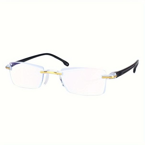 Klasiskas, vienkāršas melnas bezrāmju taisnstūrveida lasāmbrilles vīriešiem, sievietēm, studentiem, ikdienas lietošanai skolā un uzņēmējdarbībā._voghion.com