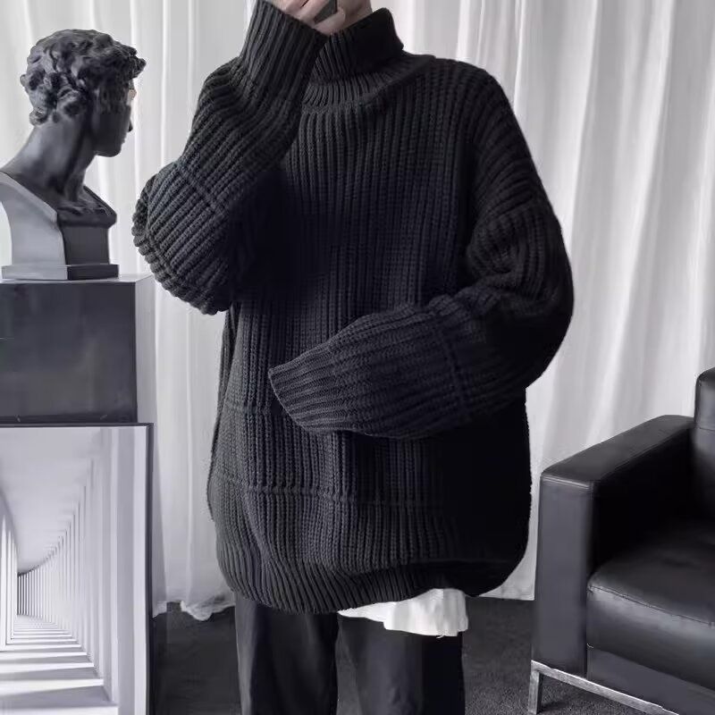 ​Unisex-Strickpullover mit hohem Kragen – Vintage-inspirierter Pullover mit lockerer Passform für Männer und Frauen, weiche und warme Freizeitkleidung für den Winter (Grau, Weiß, Schwarz)​_voghion.com