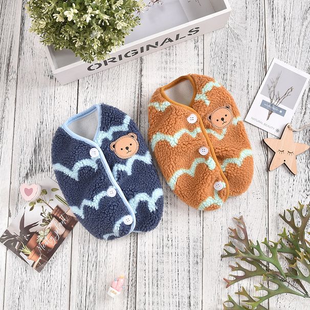 Haustierkleidung Hundekleidung Herbst Winter Neue Teddy Bichon Corgi Einfache Welle Plüschweste_voghion.com