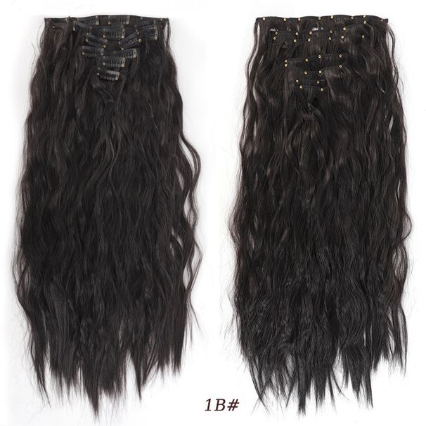 7-teilige Perücke-Set, Corn Curls, ongeféier 50 cm, 145 g, Verlängerung, Perücke mat chemesche Faseren, synthetesch Perücke_voghion.com