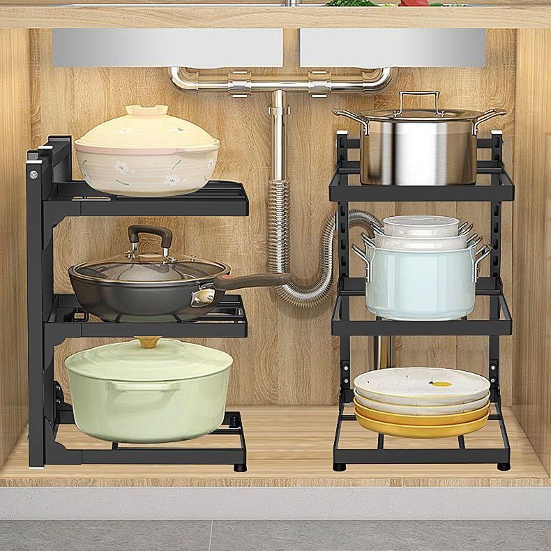 Küche Multi-Layer-Speicher Haushalt Multi-Funktions-Schrank Topf Rack Kochgeschirr Unter-Spüle Arbeitsplatte Herd Layered_voghion.com