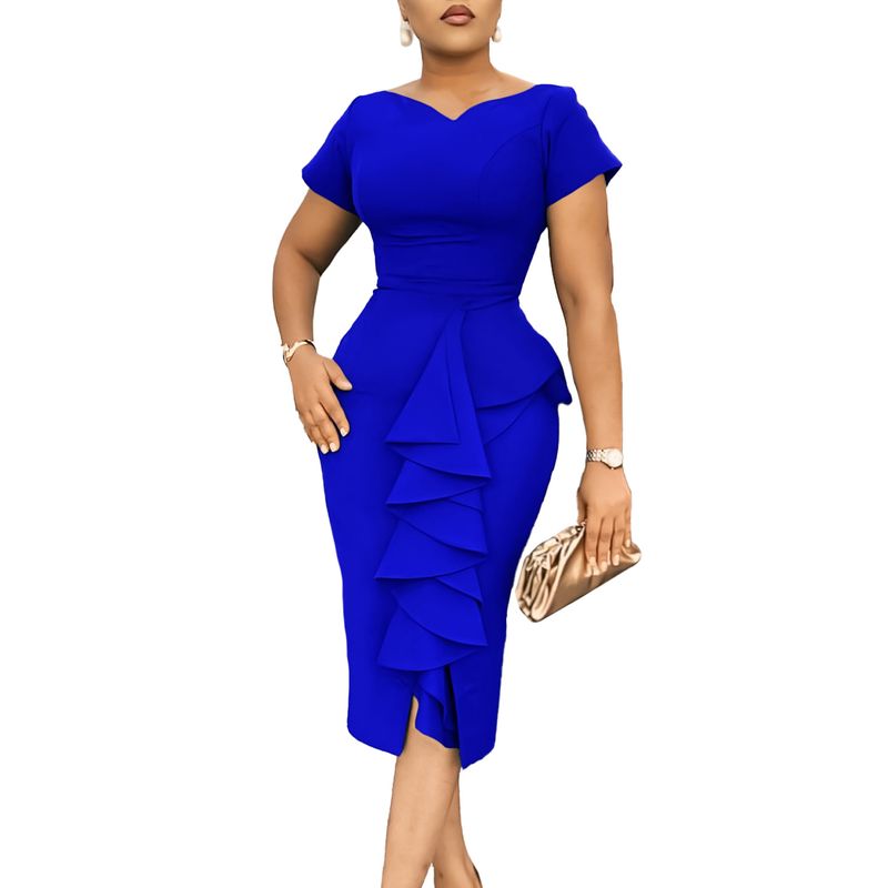 Women's Clothing New Fashion Temperament Elegant Ruffle Tongle African Dress_voghion.com