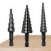 3-Piece Black Nitride HSS Step Drill Bit Set (3-12mm/4-12mm/4-20mm) – Multi-Size Woodworking & Metal Hole Saw For DIY & Professional Use_voghion.com