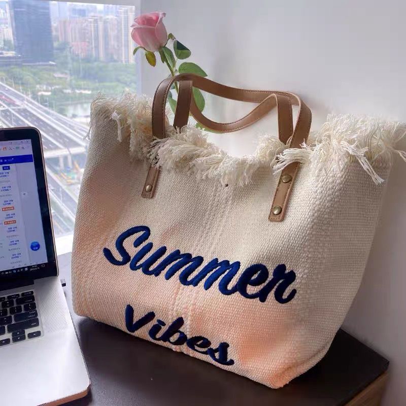 Borse da donna Borsa a tracolla ascellare grande per la spesa per borse da spiaggia in tela casual femminile_voghion.com