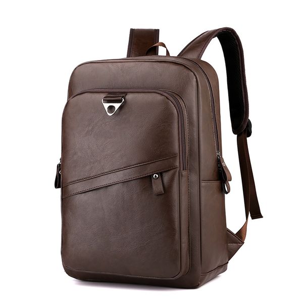 Men's Bags Backpack Men's Simple Casual Business Computer Bag Middle School Student High School College Student Schoolbag Boys PU Leather Backpack_voghion.com