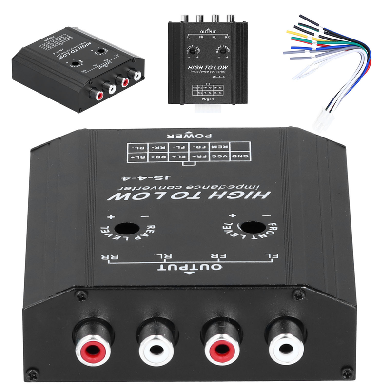 12V 4 Channel Audio Impedance Converter High to Low RCA Line Car Stereo Radio Speaker Frequency Filter_voghion.com