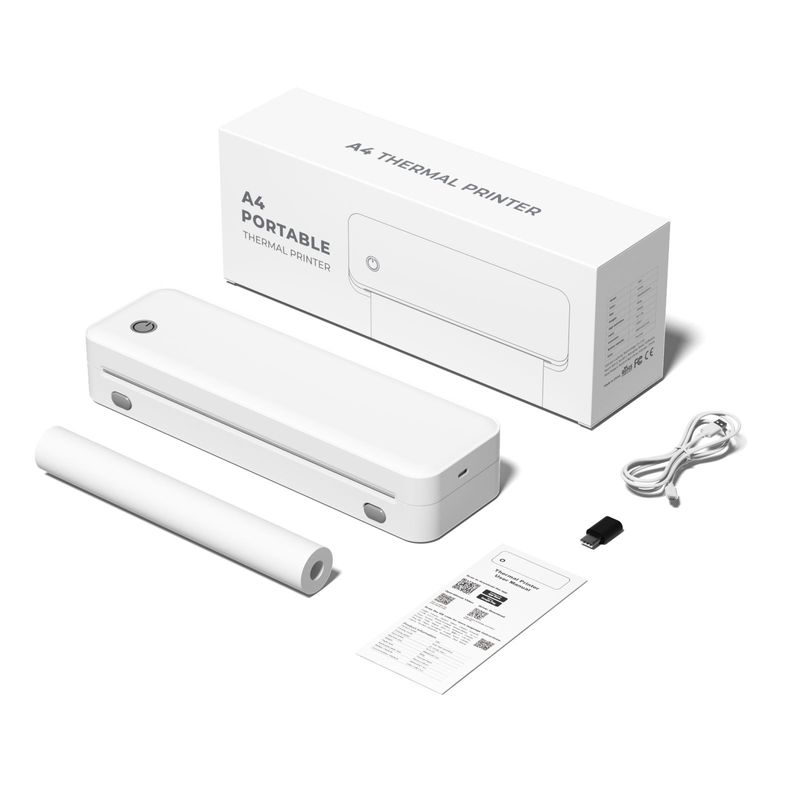 Drukarka etykiet termicznych Bluetooth do drukowania w formatach A4/57 mm/77 mm/107 mm — kompatybilna z systemami Android/Windows_voghion.com
