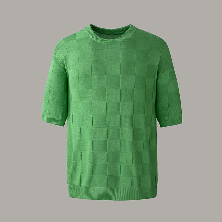 Maglione lavorato a maglia da uomo e da donna dalla vestibilità comoda (100% viscosa, scollo rotondo, manica lunga, orlo a coste, motivo a quadri classico, casual e comodo)_voghion.com