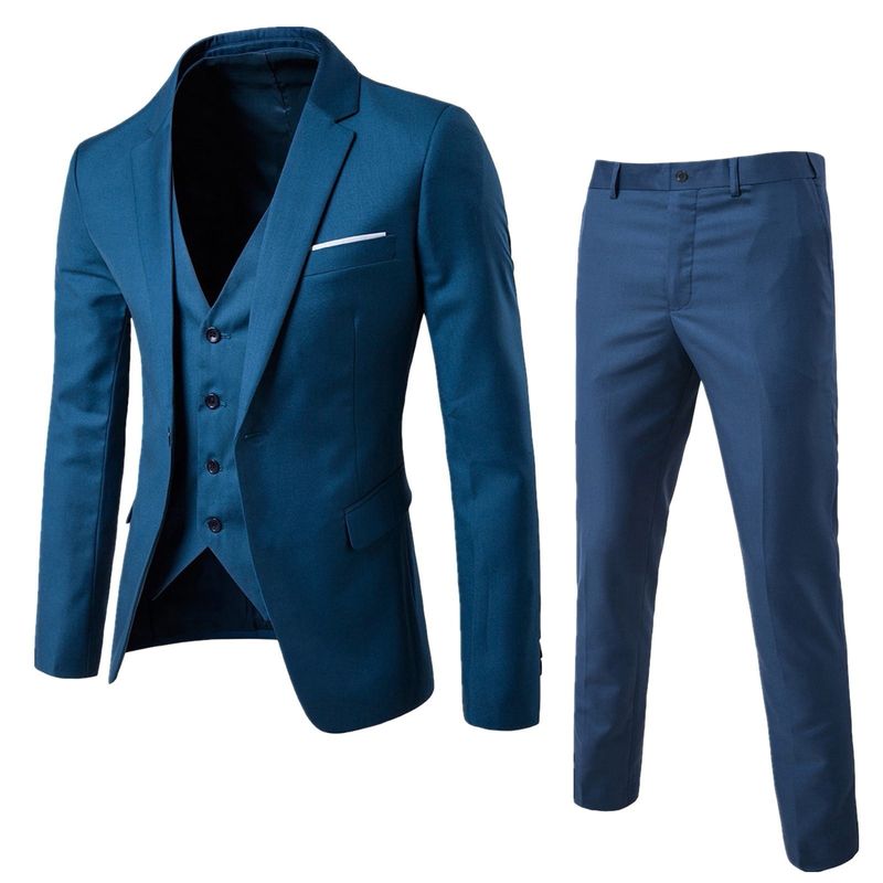 Costum slim pentru bărbați, 3 piese, vestă și pantaloni, cămașă și cravată, set de afaceri pentru nuntă_voghion.com