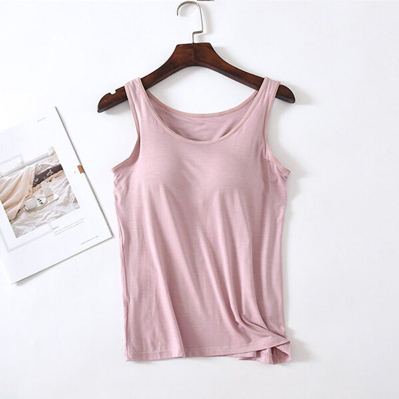SUPERFLOWER débardeur femme matière Modal soutien-gorge intégré rembourré extensible respirant Fiess haut pour femmme solide Push Up_voghion.com