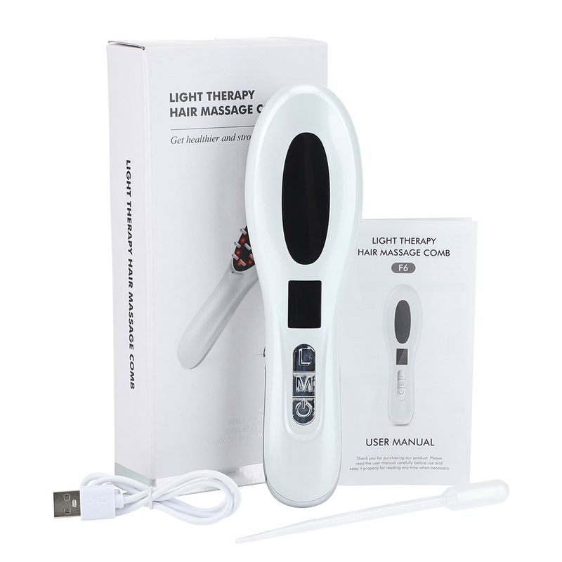 Peine de masaje eléctrico EMS, aplicador de luz de color para el crecimiento del cabello, masajeador de cuero cabelludo con iones negativos, peine para el cabello_voghion.com