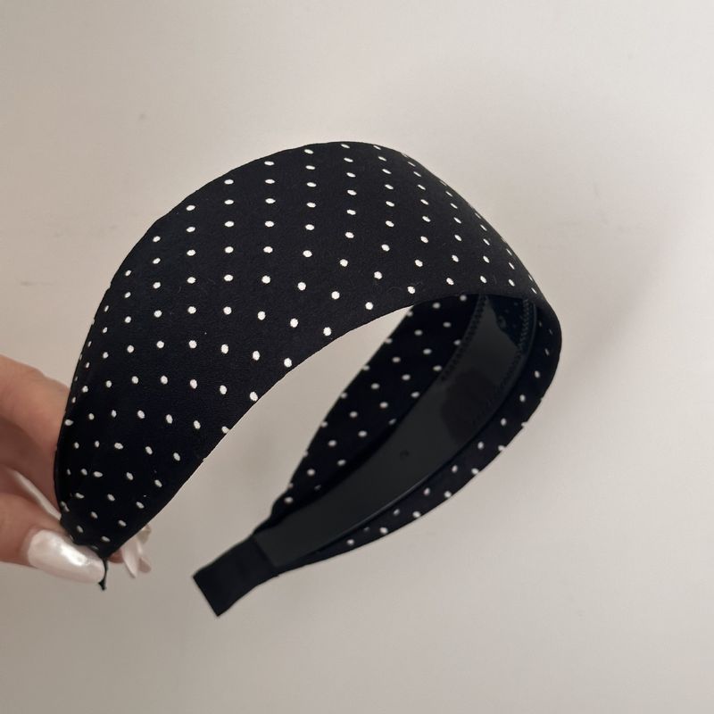 Wide Black And White Polka Dot Flower Headband 2025 New Face Wash Hairband Fashionable And Stylish_voghion.com