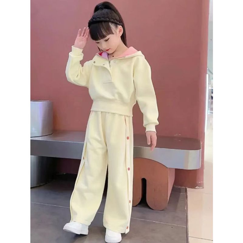 Conjunto de esportes e lazer 2023 Outono Nova edição coreana Elegante Meninas de meia idade 'Grandes crianças' Internet celebridade Hoodie_voghion.com