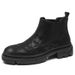 thick-soled Martin Boots Heightening Leather Boots Men's Shoes Velvet Leather Casual Medium And High-top Cigarette Tube Chelsea Leather Boots_voghion.com