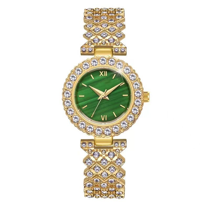 Diamond-encrusted Green Green Bracelet Women's Watch Women's Niche High-grade Sense Watch_voghion.com