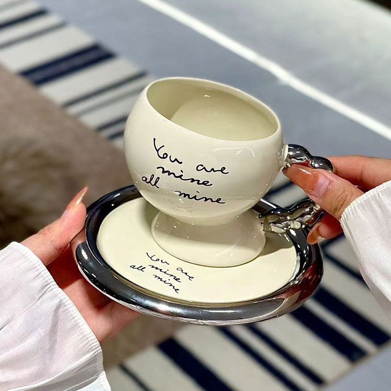 Nordic style coffee cup ceramic high-looking afternoon tea mug latte cup and saucer set coffee set souvenir_voghion.com