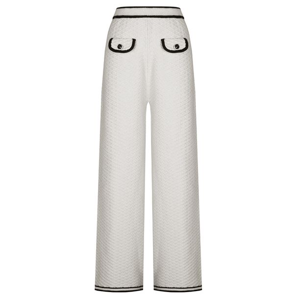 Luxury Knit Suit Set – Elegant Long Sleeve Cardigan & Straight Leg Pants (Black/Pink/White, Sizes S-XL)_voghion.com