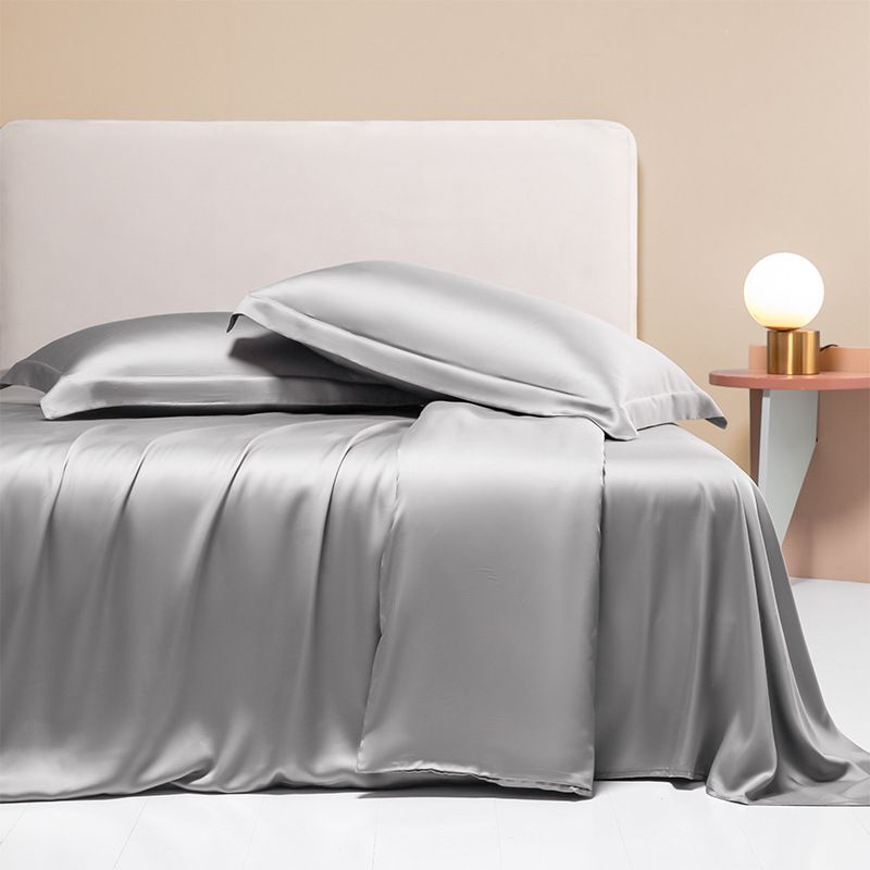 Set di biancheria da letto 100% cotone a fibra lunga - Collezione Luxury Hotel, 4 pezzi, tinta unita (include lenzuolo con angoli, copripiumino e federe)_voghion.com
