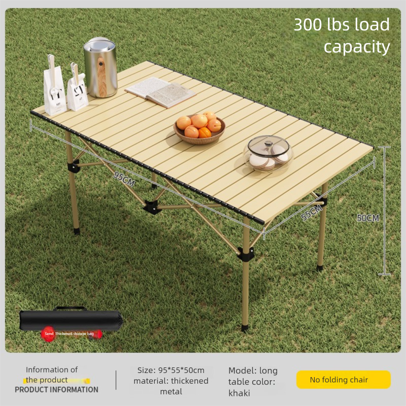 Outdoor Folding And Chair Board Portable Aluminum Alloy Ultra-light Picnic Table Egg Roll Camping Pack_voghion.com