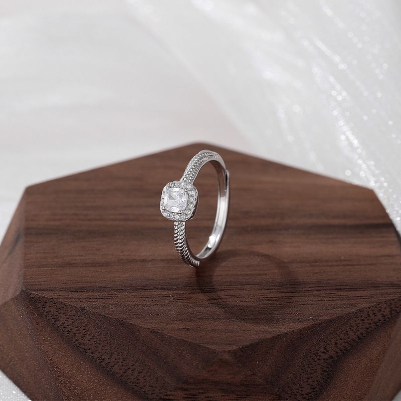 Anello aperto quadrato in argento S999 Sweet Sugar per donna, leggero, di lusso e di alta qualità, nuovo 2024_voghion.com