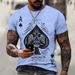 Unbeatable Quality Summer New 3D Digital Printed Poker Card Loose Casual Sports Men's Short Sleeved Round Neck T-shirt_voghion.com