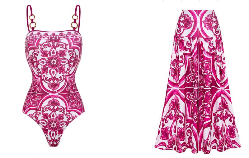 Maillot de bain sexy une pièce imprimé pour femme, ensemble deux pièces à lacets avec jupe_voghion.com