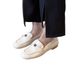 Schaffell-Version ~ Sanfte weiße elegante Slip-On flache Loafer Damen Square Toe Single Camellia kleine Lederschuhe_voghion.com