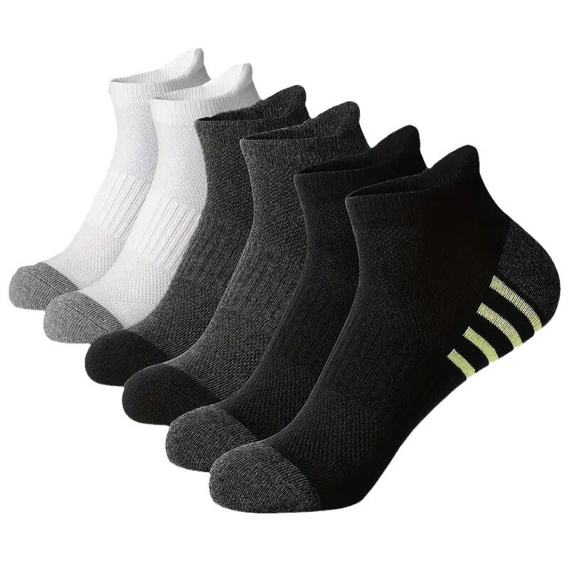 Schnelltrocknende Sportsocken für Herren in großer Größe – Atmungsaktive Mesh-Kurzrohrsocken Schwarz/Weiß_voghion.com