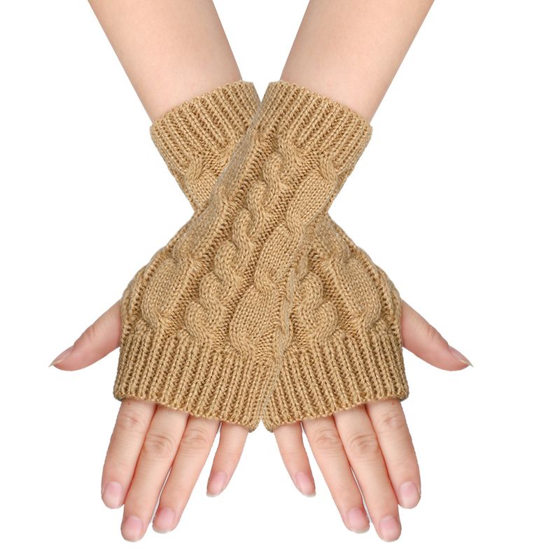 Offene Handschuhe aus Wolle in Größe 8 mit Fried Dough Twists für Männer und Frauen, zum Stricken von warmen Halbfingerärmeln_voghion.com