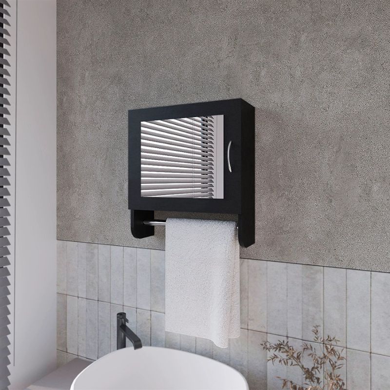 Included Towel Bar Cabinet And Medicine With Mirror Black_voghion.com