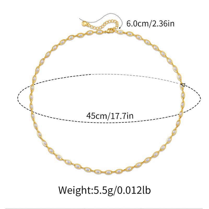 Kupfer Überzogene K Reales Gold Perle Schlüsselbein Kette INS Elegante Temperament Französisch Halskette Farbe Erhaltung Retro High-End-Schmuck_voghion.com