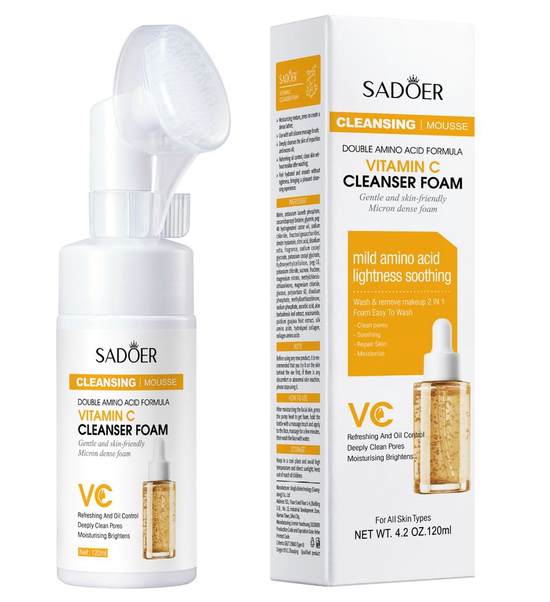 All English SADOER Vitamin C Amino Acid Mousse Cleansing Foam Facial Cleanser_voghion.com