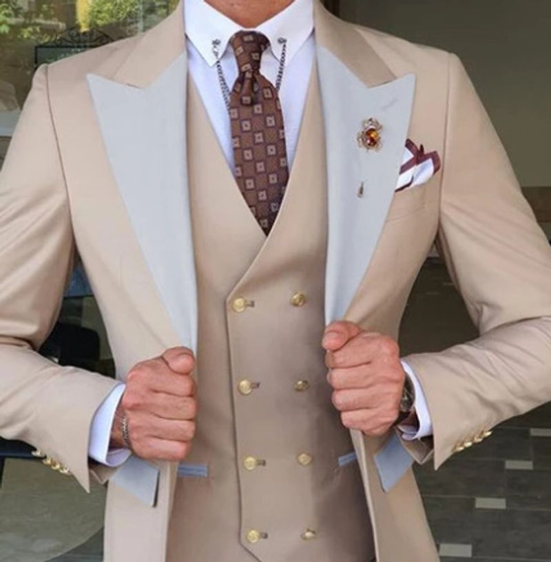 Traje informal de negocios para hombre, traje de boda de padrino de boda de tres piezas_voghion.com