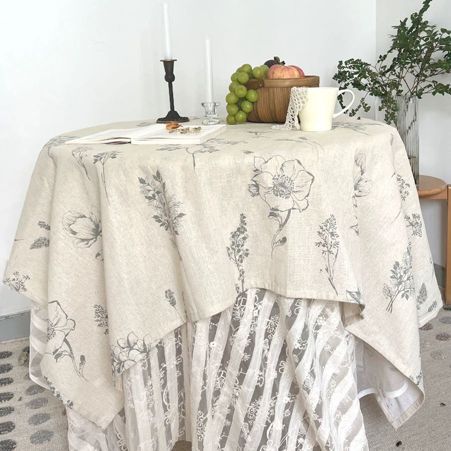 French Round Dining Tablecloth Atmosphere Photo Background Coffee Table Cover Pastoral Style Desk Picnic Cloth_voghion.com